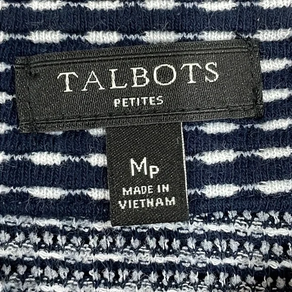 Talbots Petites Navy and White Bow Accent 3/4 Sleeve Top MP - Picture 14 of 16